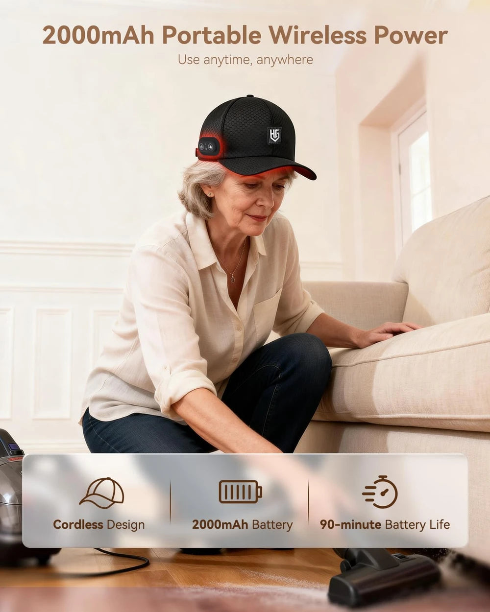 Cordless Red Light Therapy Baseball Hat