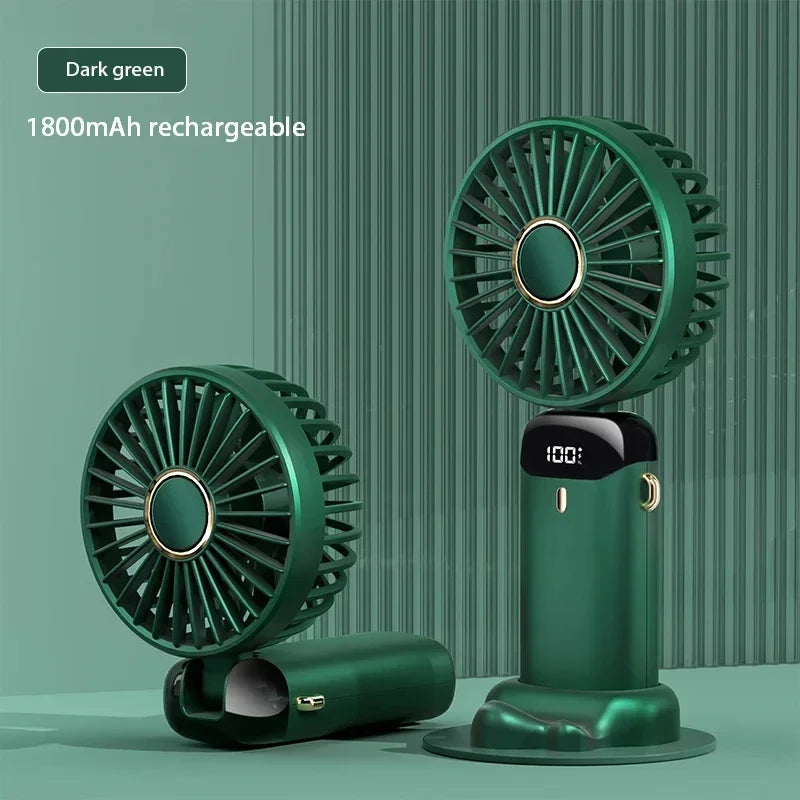 Portable Mini Handheld Fan USB Rechargeable 5-Speed with Phone Stand