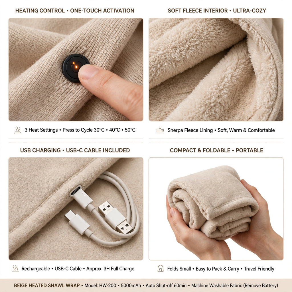 USB Heated Graphene Blanket with 3 Heat Settings
